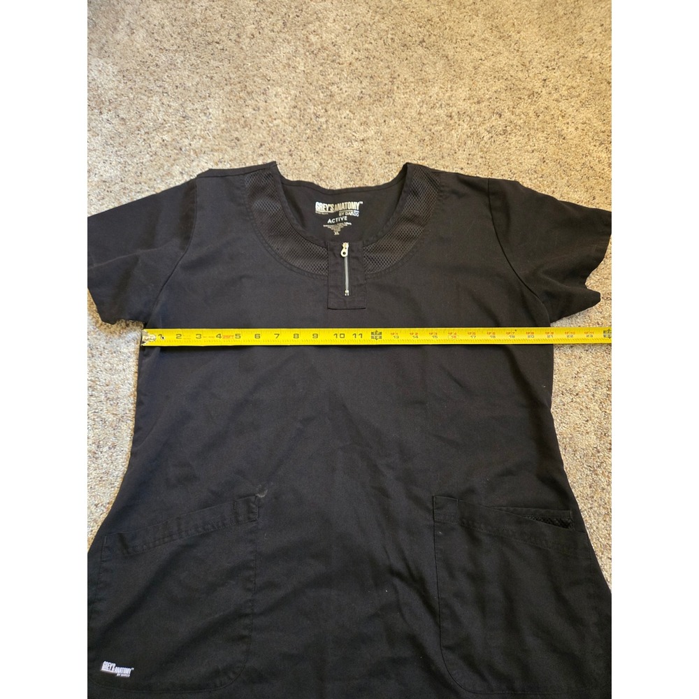 Grey's Anatomy by Barco Active Black Scrub Top XL Mesh Zip Front - Picture 10 of 11